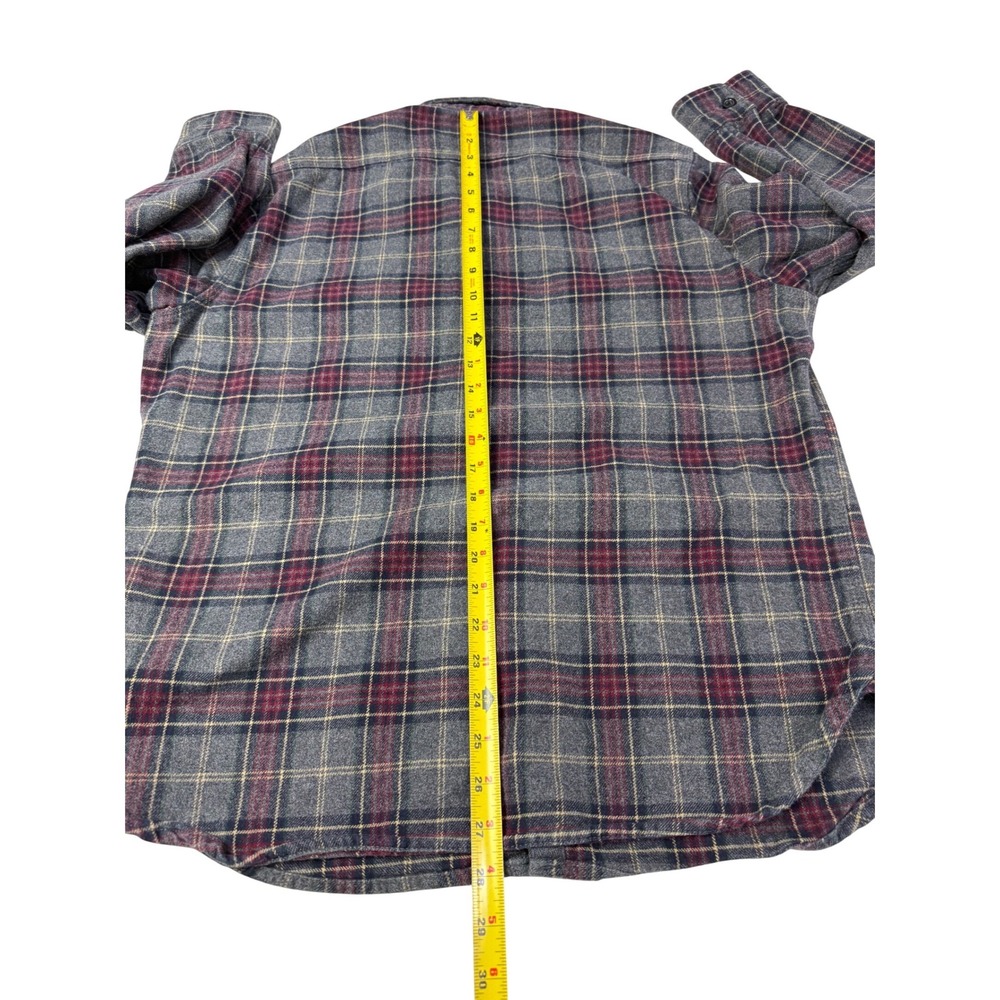 Grayers Heritage Flannels Mens Large Grey Burgundy Plaid Cotton Button down - Picture 8 of 9